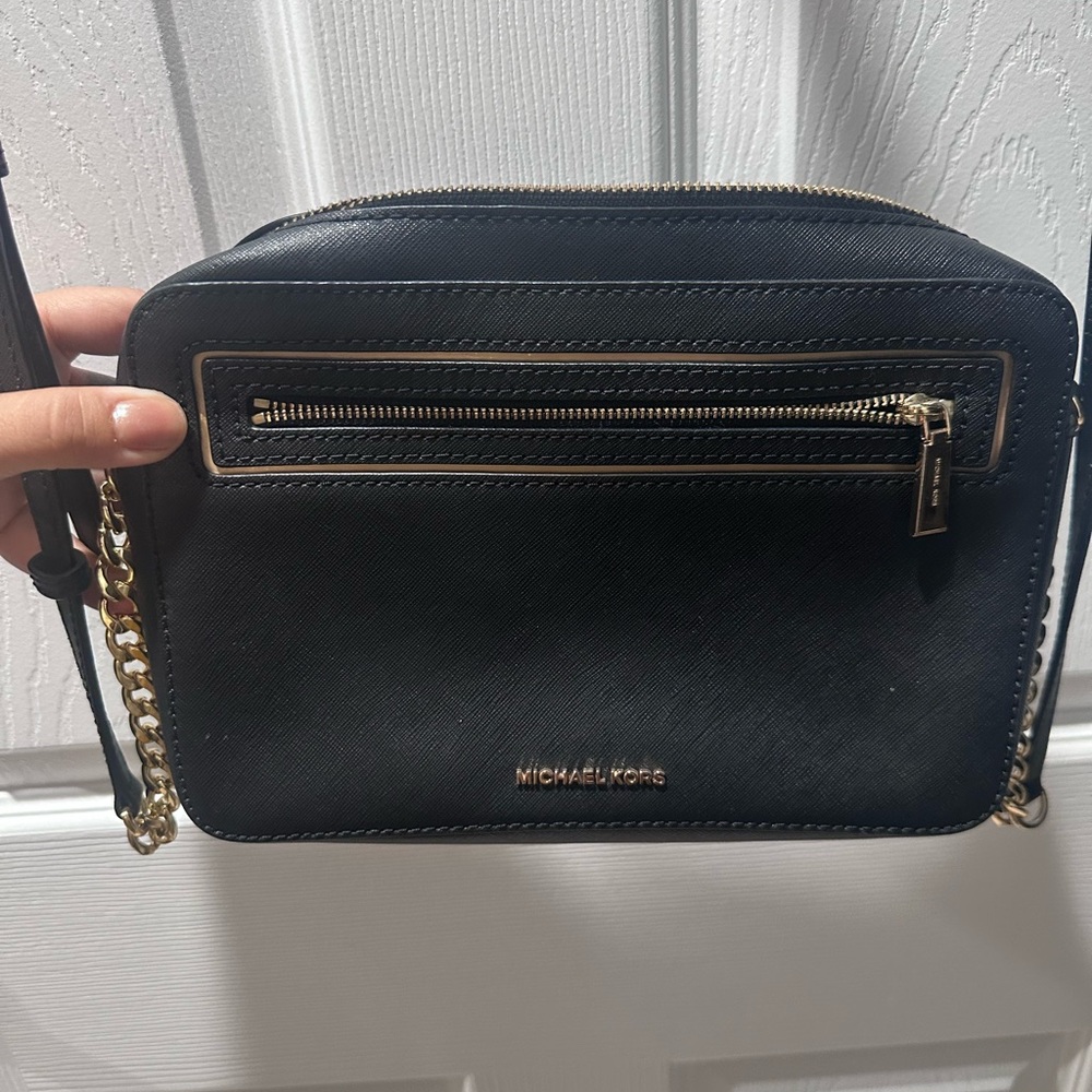 Michael Kors Black Crossbody with Gold Accents